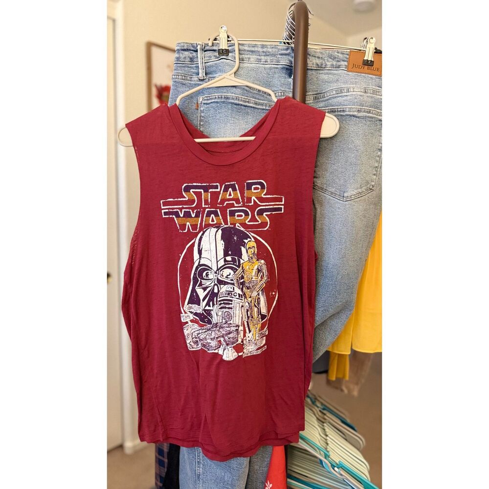 Burgundy Star Wars Muscle Tank Large